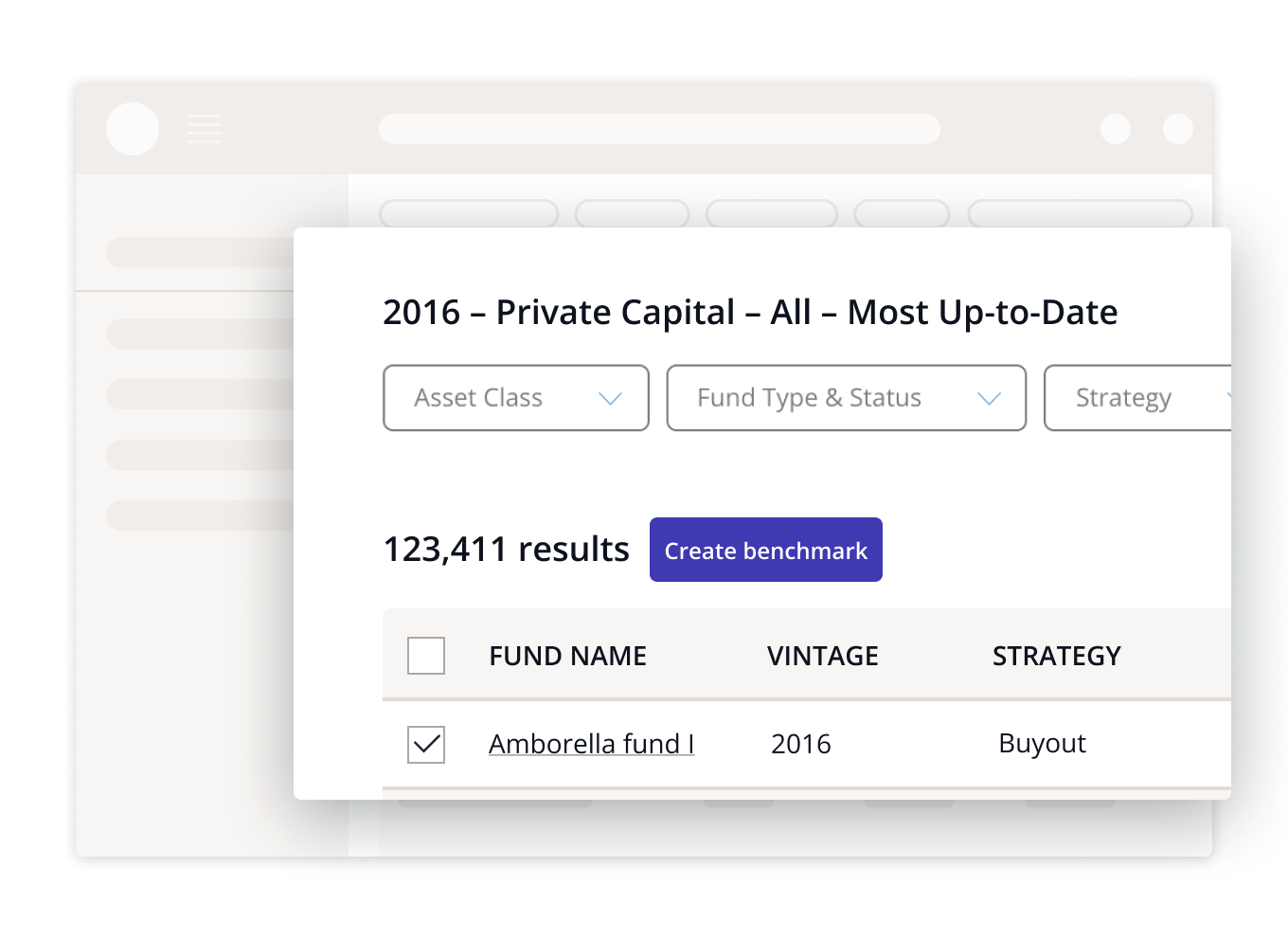 Dashboard showing the fund details image.